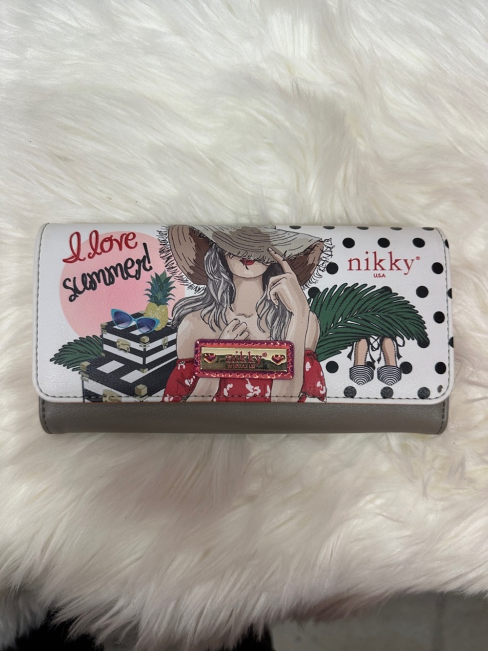 Nikky by Nicole Lee White Graphic 'I Love Summer' Flap Wallet